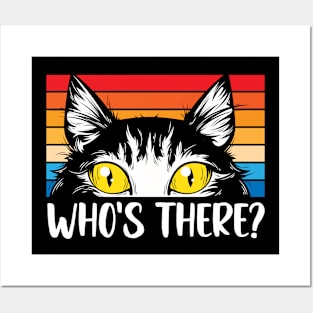 WHO'S THERE? Retro Black Cat,Cat paws, For lovers of cat paws Posters and Art